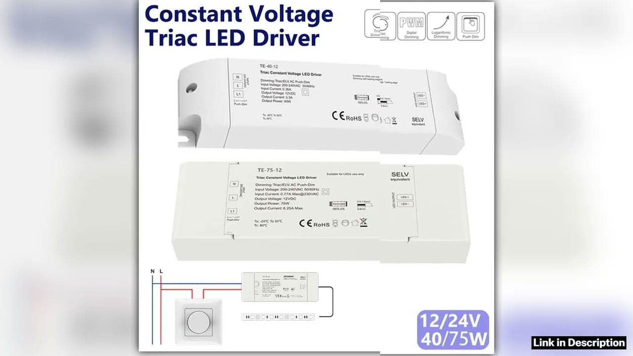 DC12V24V Triac Constant Voltage LED Driver 1CH 40W75W ELVAC Pushdim PWM Digital Dimming Safe Protec