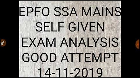 EPFO SSA MAINS SELF GIVEN EXAM ANALYSIS