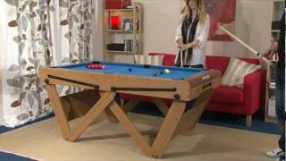 www.MadFun.co.uk - BCE / Riley - 6ft W Leg Folding Pool and Snooker Table (FSPW-6)