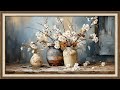 4K Tv Screen Wallpaper Floral Background | Wood Framed Art | Tablo Ekran Duvar Kağıdı