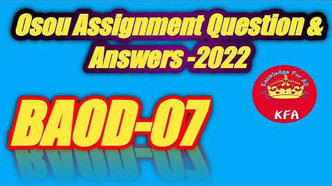 BAOD-07 All Assignment Exam Question And Answer In One Video