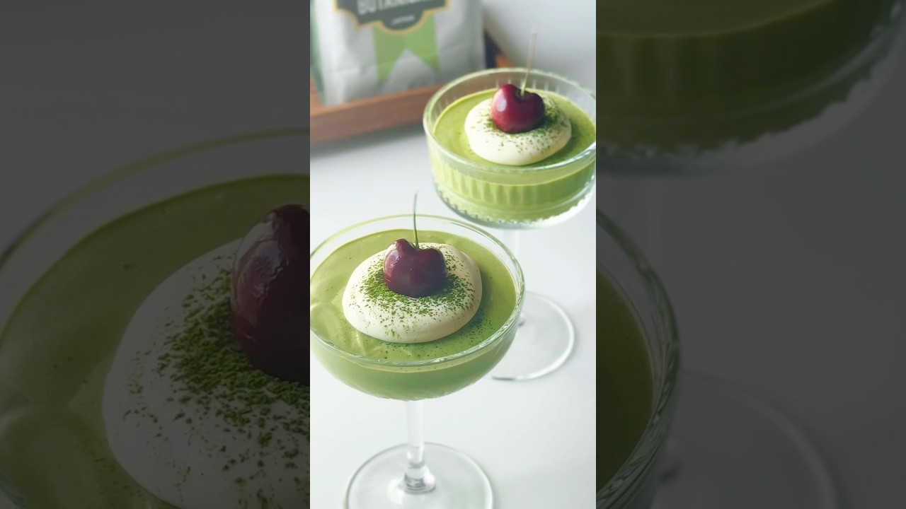 Easy Matcha Tofu Mousse recipe that uses only 3 ingredients! 🍵