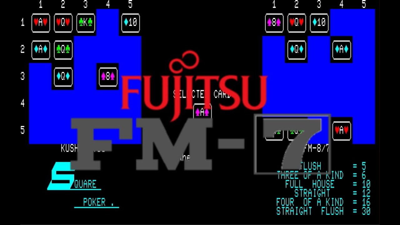 [FM-7] ASCII SQUARE POKER アスキー版 スクエアー・ポーカー, Fujitsu FM-7, アスキー 1984年2月号 ...