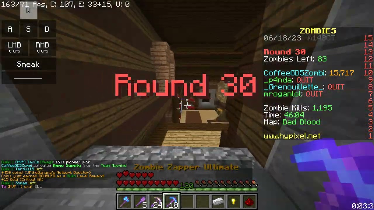 Hypixel Zombies Bad Blood- RIP Solo No Armor Round 30 Death