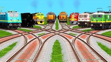 8 Trains Goes Fast On Risky Bumpy Railroad Tracks | indian railways | Beamng drive | train simulator