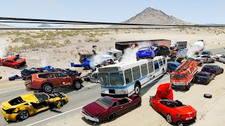 Highway Pileup Car Crashes - BeamNG Drive