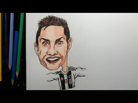 DESENHANDO O CRISTIANO RONALDO CARICATURA AO VIVO