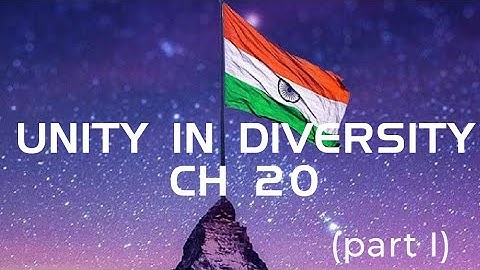 UNITY IN DIVERSITY,CL 3 EVS, CH 20 (part I)