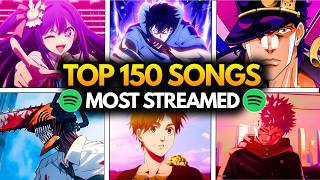TOP 150 Most Listened Anime Songs of all time in Spotify (2026 Update)