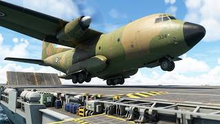 C-160 Transall SAAF Takes Off From an Aircraft Carrier