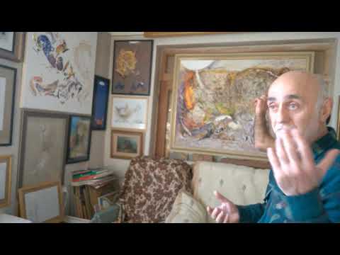 მხატვარი ზალიკო ბაჩანაშვილი თავის სახელოსნოში