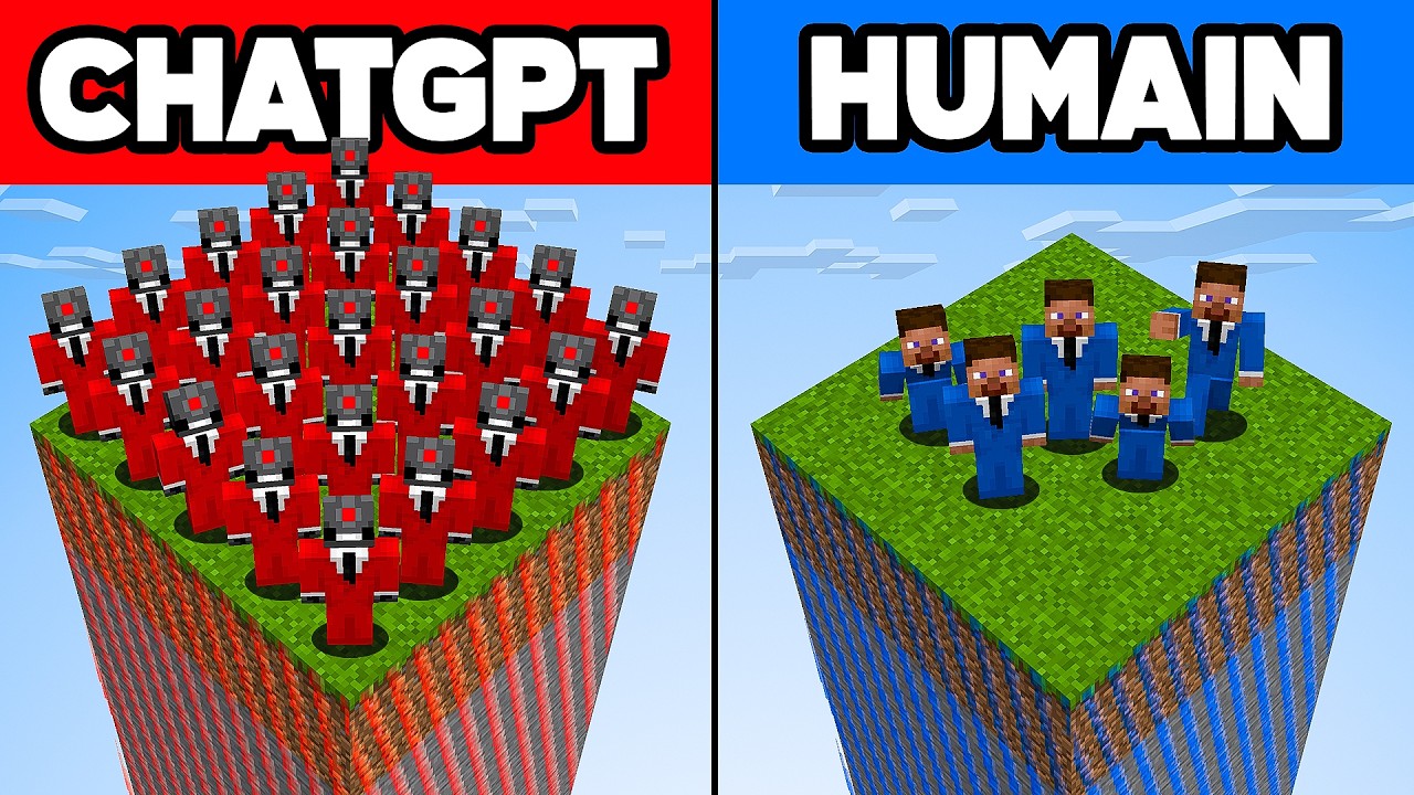 5 Humains VS 25 IA sur un Chunk Minecraft !
