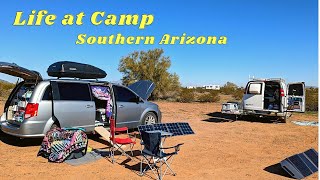 Information Life at Camp While Minivan Camping in Southern Arizona | Dispersed Camping on BLM Land | VAN LIFE News