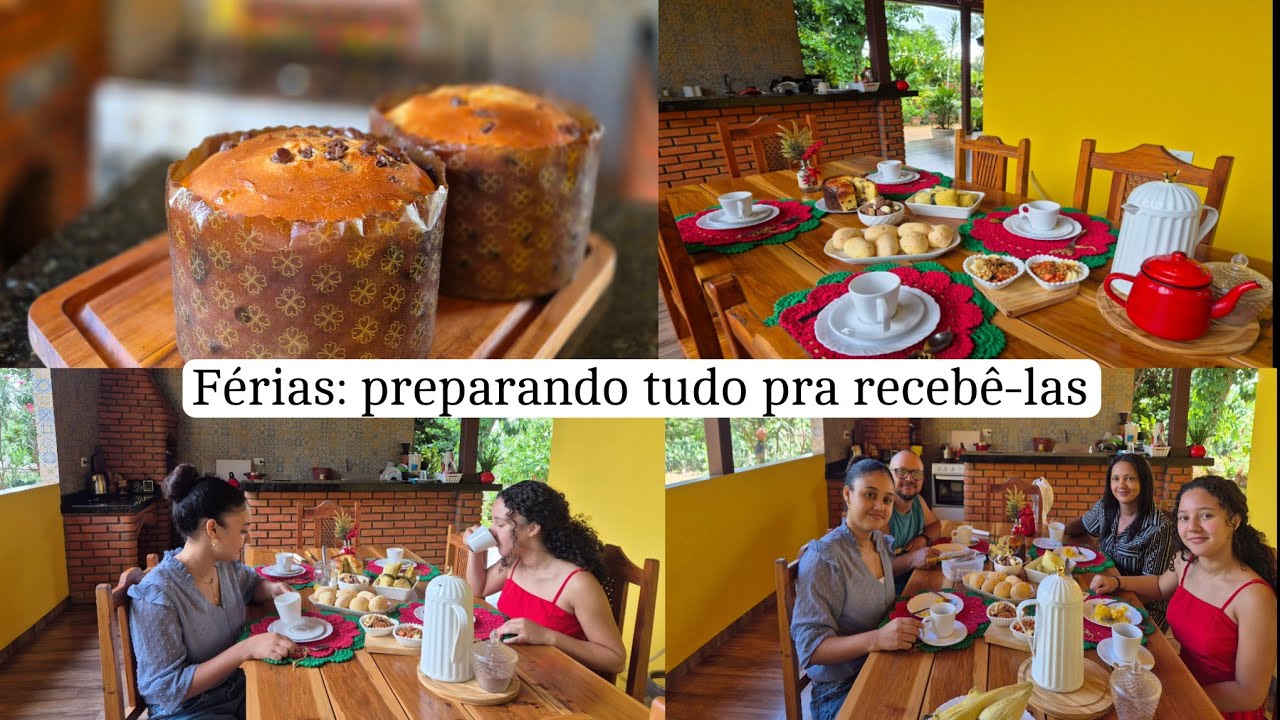 Elas Chegaram👩‍👧/ preparando café da manhã/ fiz panetones / almoço delicioso 