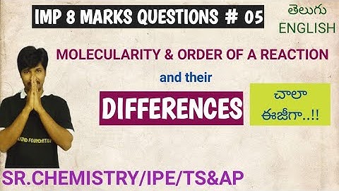 MOLECULARITY AND ORDER OF A REACTION/DIFFERENCES BETWEEN THEM/CLASS 12/CHEMISTRY/IPE