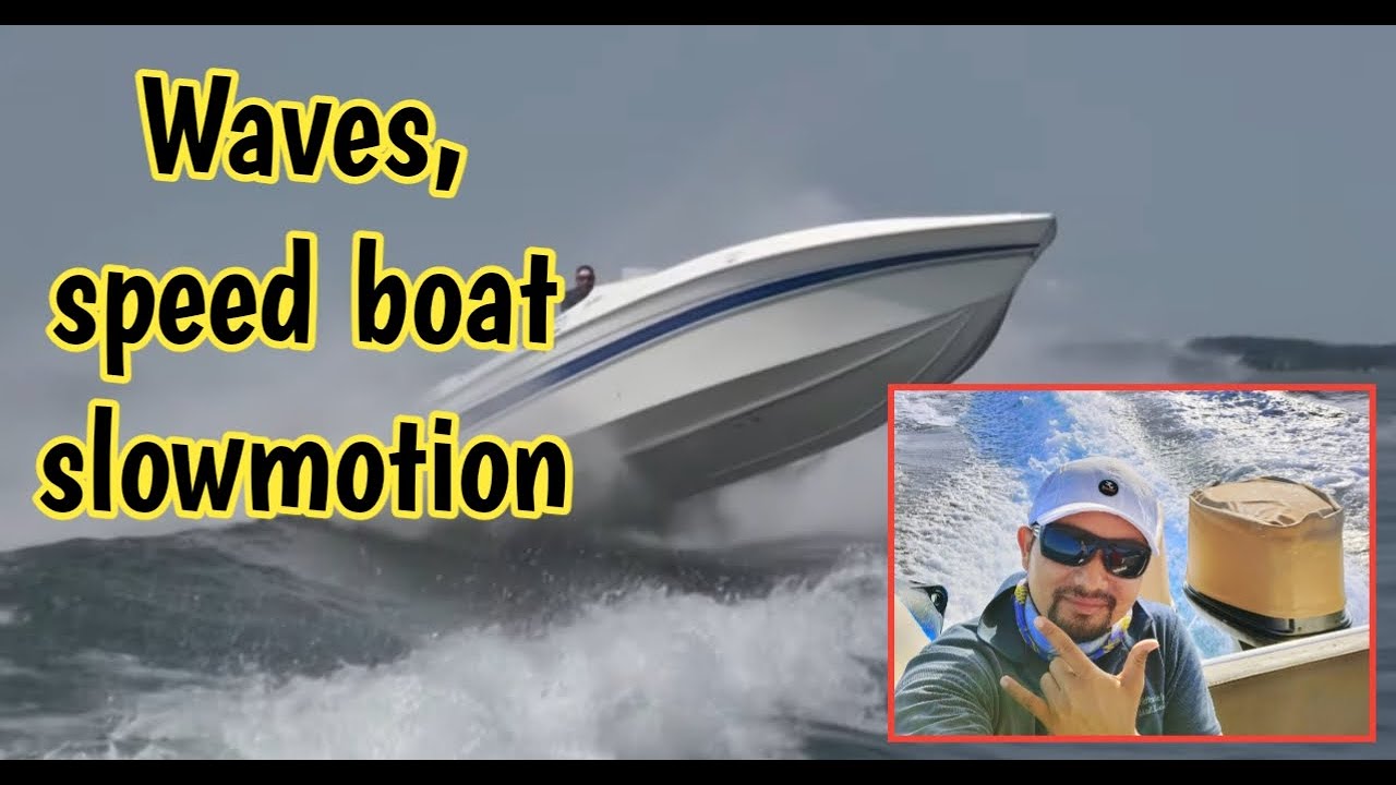 Waves, speedboat in slow motion. UAE YouTube