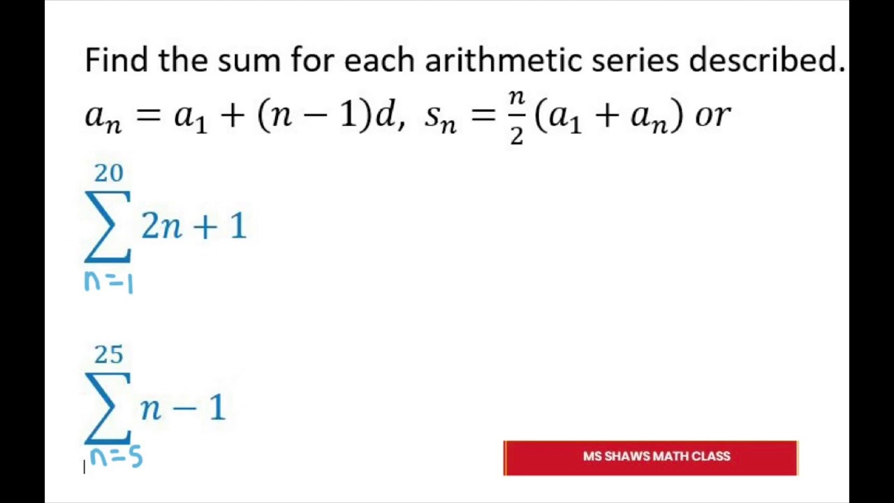 formulas for arithmetic sequences