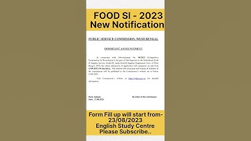 Official Notification | WBPSC FOOD SI 2023 |  @englishstudycentre99 | #psc_new_notification #shorts