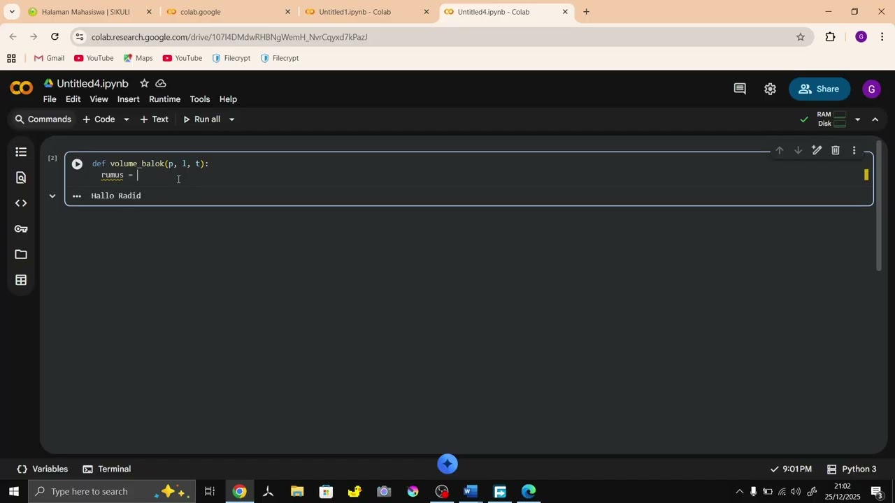 TUGAS CPMK 3.1 DASAR PEMROGRAMAN DAN PRAKTIKUM PAK SETIAWAN ARDI WIJAYA S. Kom.,M. Kom