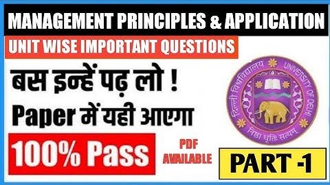 Management Principles & Application Important Questions I Bcom Prog/Hnrs Sol Exams 2022 #sol #dusol