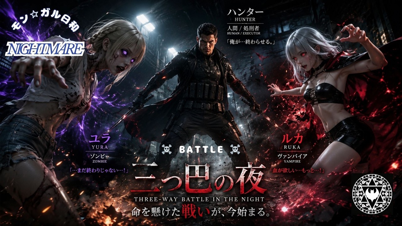Zombie Ruka 三つ巴の夜!ZOMBIE:ユラ(YURA)× VAMPIRE:ルカ(RUKA)× HUNTER『モン☆ガル日和 Nightmare』⚔️ VS ...