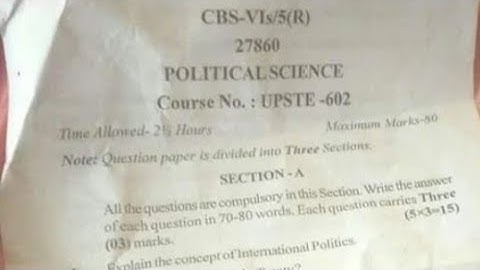 6th semester Poltical science previous years question papers Jammu University.