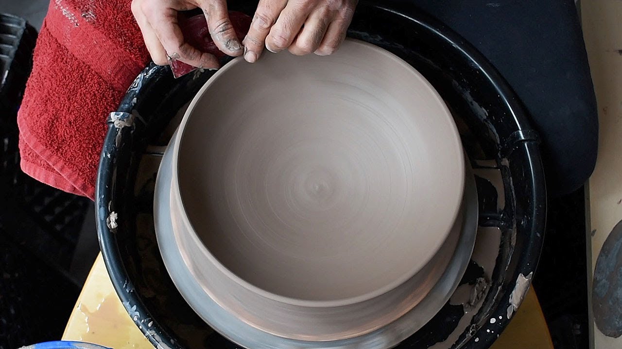 Throwing a Salad Bowl — Single shot from above | ASMR pottery
