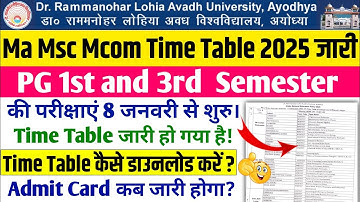 rmlau time table 2024-25 rmlau ma msc mcom 1st 3rd semester time table 2024-25 rmlau exam scheme