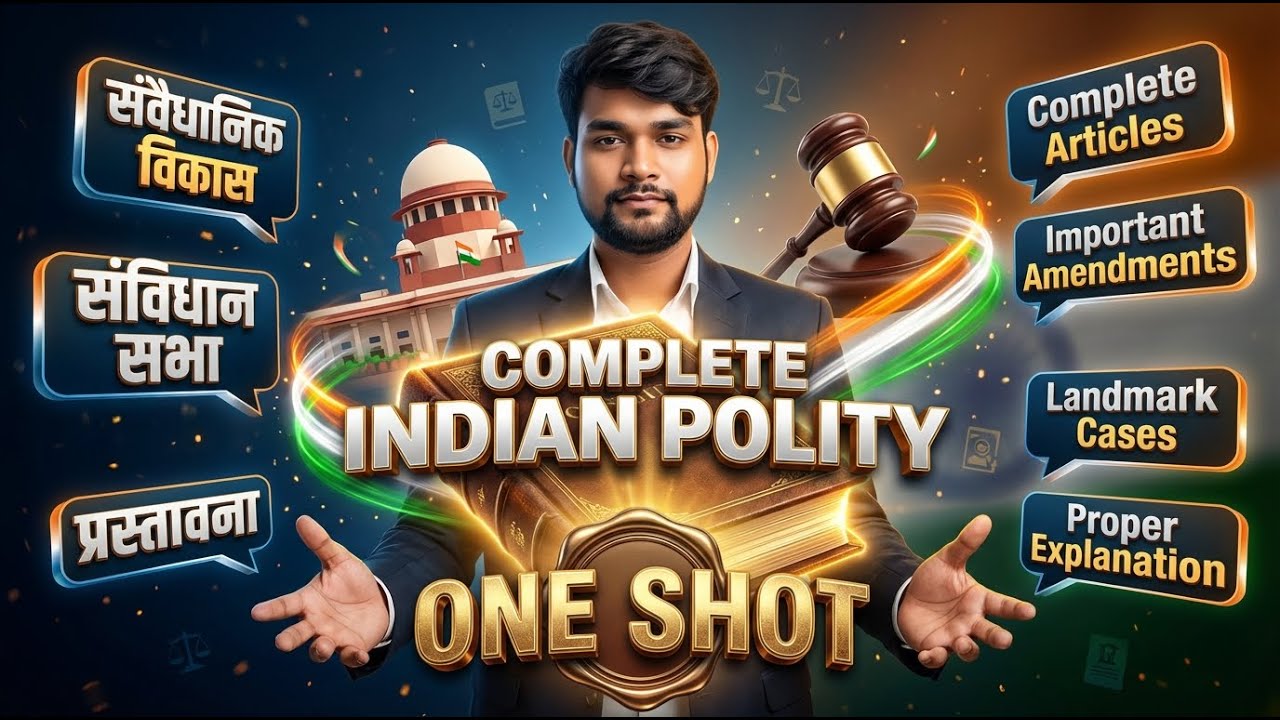 Indian Polity One Shot | संविधान सम्पूर्ण अध्ययन | Article 1–395, Amendments, Landmark Cases #polity