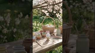 Relaxing Easter Garden Egg Painting Calm Spring Atmosphere