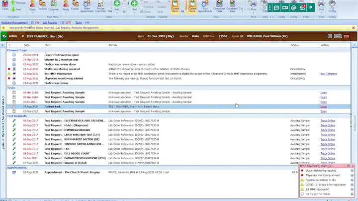 Tasks in Emis Web