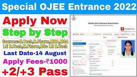 How to apply for Special OJEE 2022//Special OJEE Form Fillup 2022//Special OJEE Online Apply Process