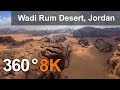 360 video, Wadi Rum Desert, The Valley of the Moon, Jordan. 8K aerial video