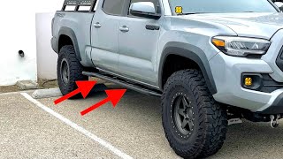 INSTALL: RELATION RACE WHEELS (RRW) STEEL ROCK SLIDERS FOR LONG BED 3RD GEN TACOMA! 100% BOLT ON!!