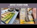 Artist studio vlog painting the forest with wax and a torch an encaustic mixed media painting