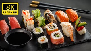 Japanese Food in 8K  The Sushi and Fresh, Delicious, Beautiful Food