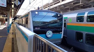 【根岸線全線開通50周年HM付き】JR東日本E233系1000番台 発車シーン⑤ 川崎駅3番線にて