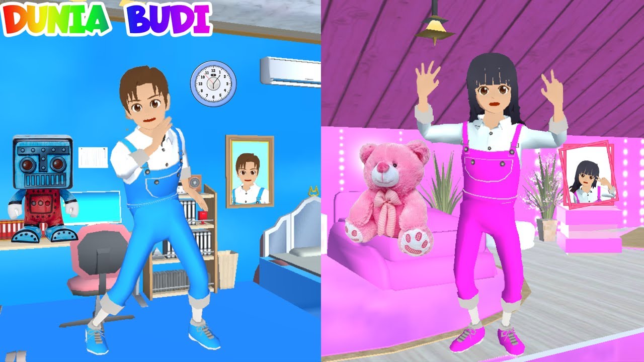 Kamar Yuta Warna Biru Vs Kamar Mio Warna Pink 24 Jam | Sakura School Simulator