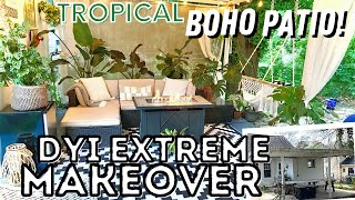 EXTREME TROPICAL OASIS PATIO TRANSFORMATION ON A BUDGET /Using lots of Houseplants??