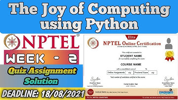 The Joy of Computing using Python | NPTEL | Week 2 | Assignment 2 Solution | July 2021
