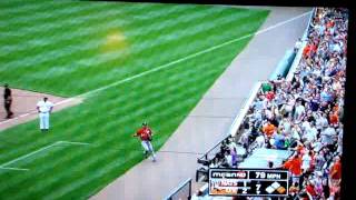 nationals @ orioles 5/22/11 - michael morse catch, bottom of the 7th