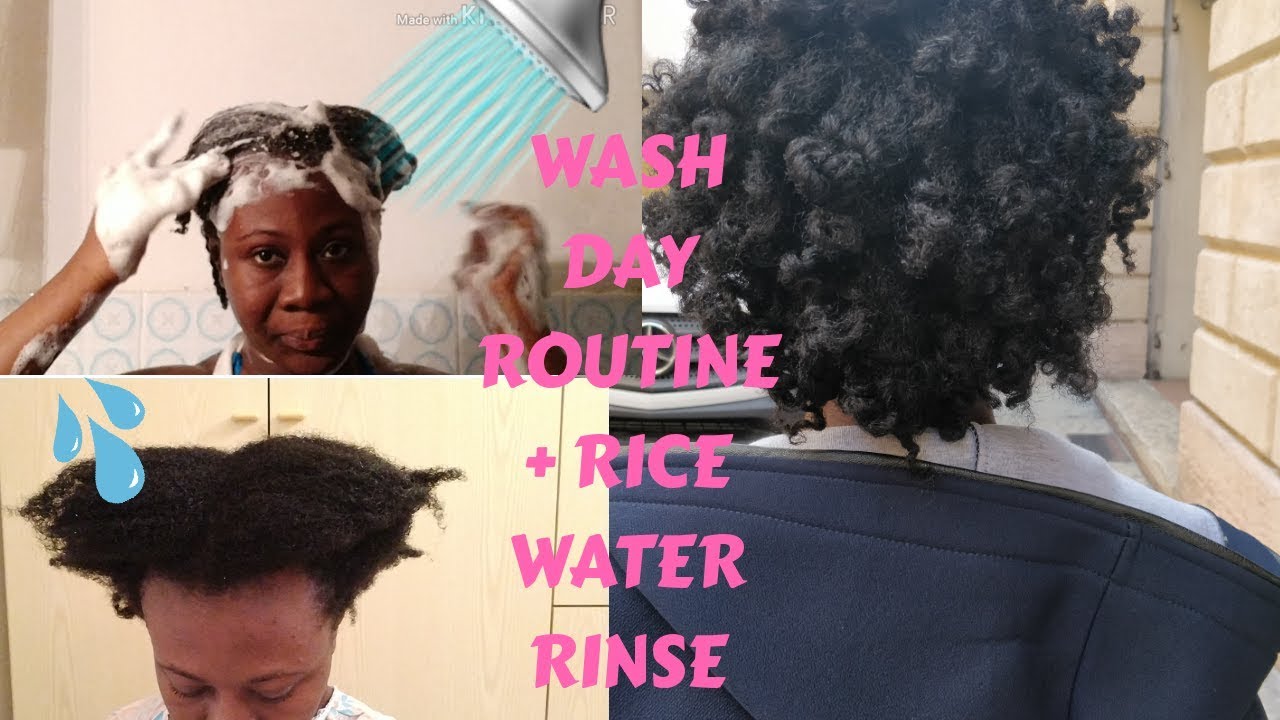 Natural Hair || Wash Day Routine + Rice Water Rinse || Thin/Fine 4C ...