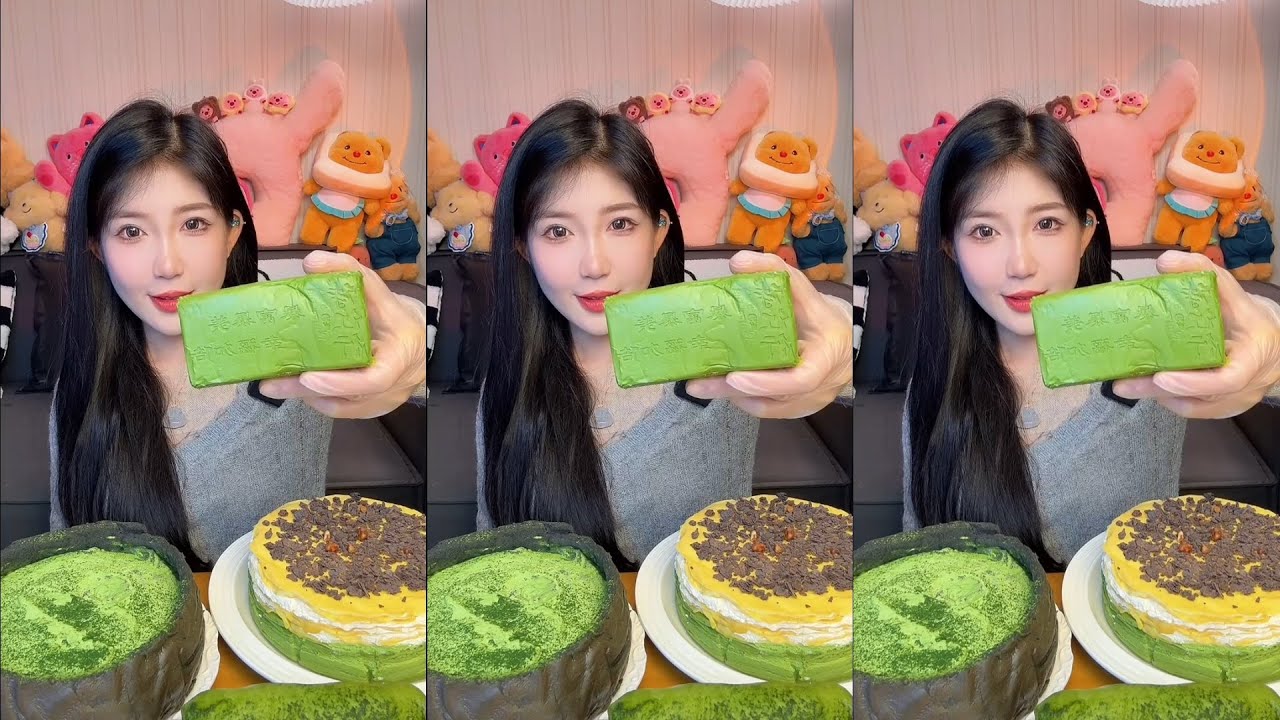 케이크 먹방💚말차 크레페케이크,말차 롤 케이크 ,말차 치즈케이크