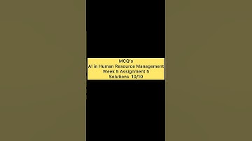 Ai in Human Resource Management week 5 assignment 5 answers | nptel | swayam #nptelanswers #nptel