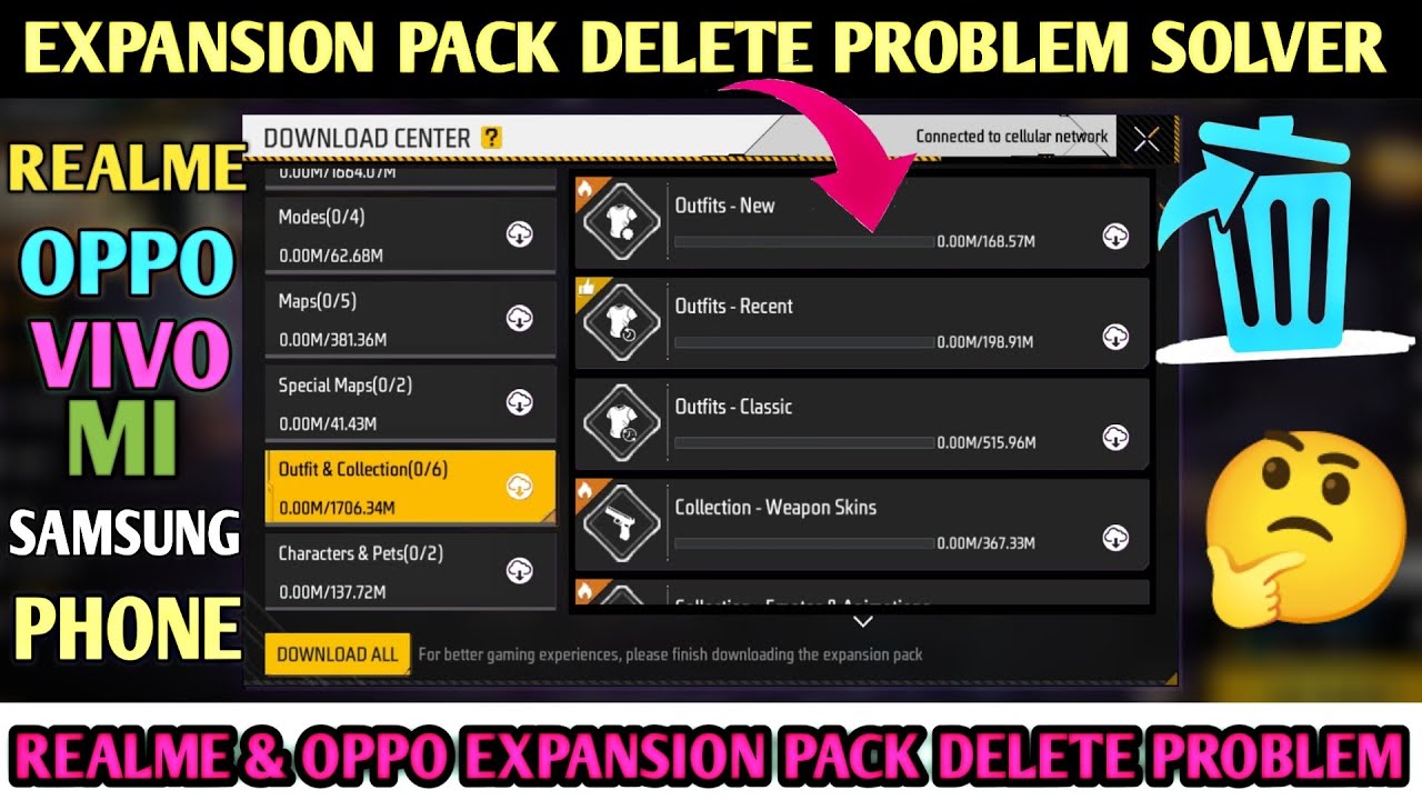 Free Fire Expansion Pack Delete Problem || Free Fire Collection Pack Auto Delete Problem Solve ||