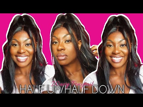 Half Up Half Down With Two Piece Side Bangs Frontal Wig Install Ft Allove Hair Youtube