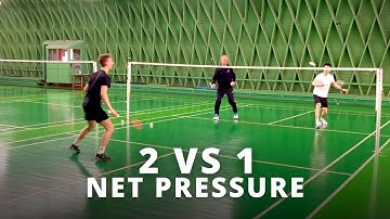 2 vs 1 net pressure exercise practicing your defence | Basic Feather | Badminton tutorial