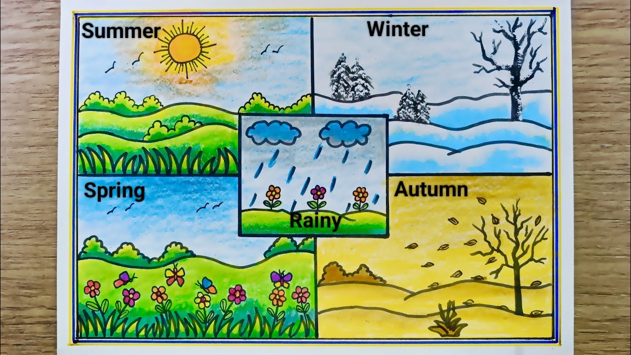 Season drawing easy| Summer season | Winter season | Rainy season ...