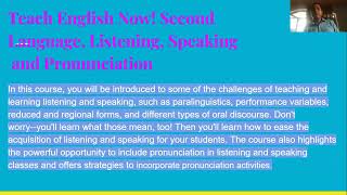 Teaching English to the Speakers of Other Languages (TESOL)