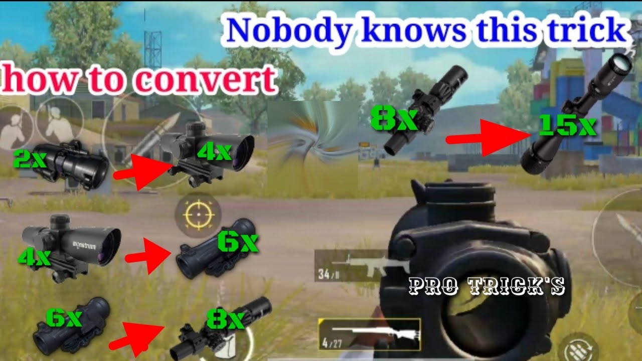 Download Convert scopes ( 2x in 4x ,4x in 8x, 8x in 15x etc.., | pubg mobile scope tricks |